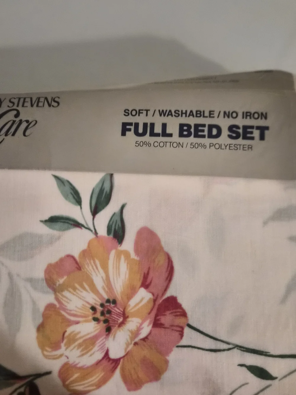 Easy Care Floral Sheet Set in Cream with Pink Floral Accents